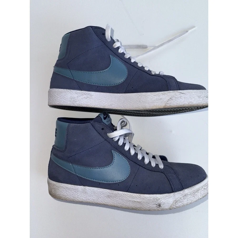 Nike SB Blazer Mid FD0731-400 | Blue Suede‎ Skate Shoes | Men's US 9.5 Aqua